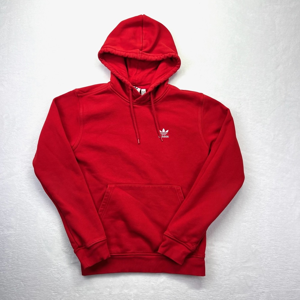 Adidas Originals Hoodie Mens XS Red Trefoil Logo Fleece Sweatshirt Streetwear